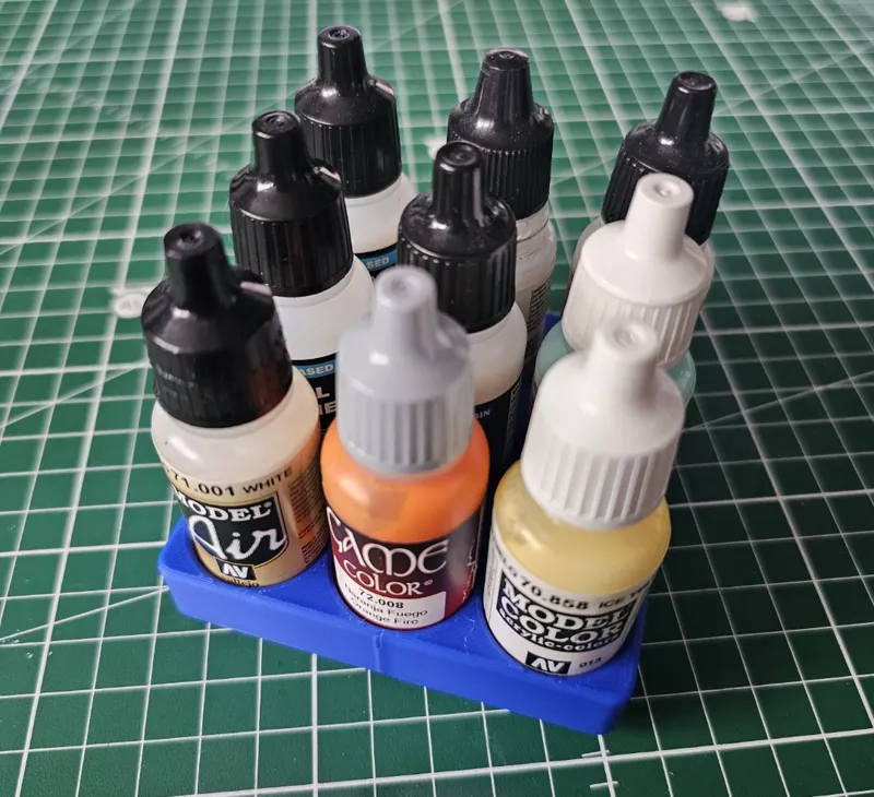 Gridfinity storage for Vallejo 17ml bottles 9pcs