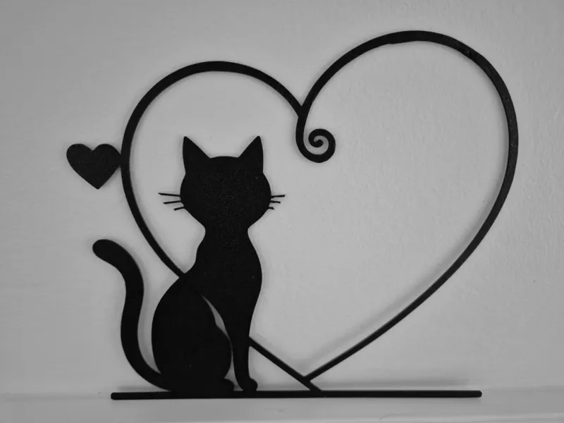 Cat with hearts 2d wall art