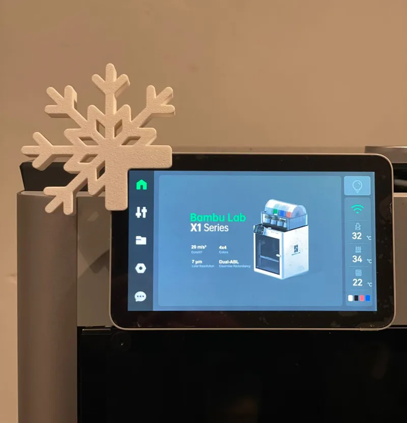 Snowflake Touchscreen Decoration for Bambu Lab X1C