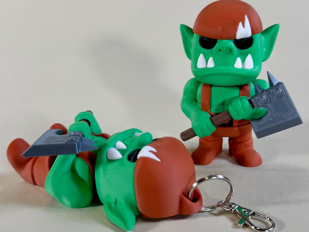 Ork SUPPORTLESS Print in Place Keychain Orc Flexi - Free 3D Print Model ...