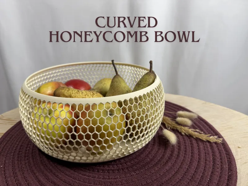 Modern Fruit Bowl – Curved Honeycomb Design