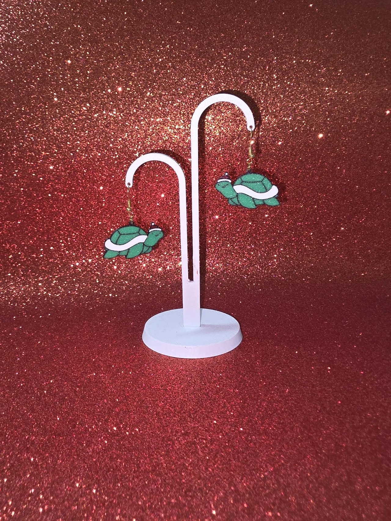 Christmas turtle earrings view 3