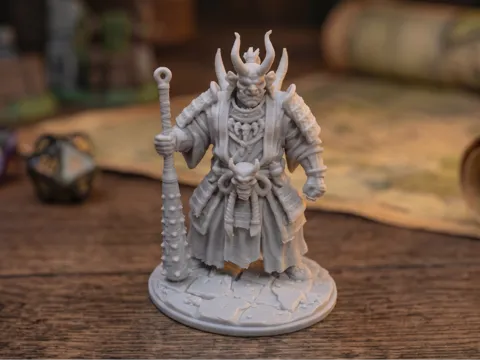 Figura decorativa: Oni Ogre Mage - Demonic Warlord & Spiked Kanabo — referencia de MakerWorld