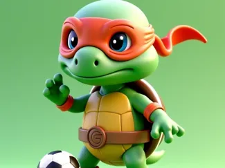Turtle Playing Soccer