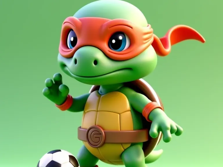 Turtle Playing Soccer