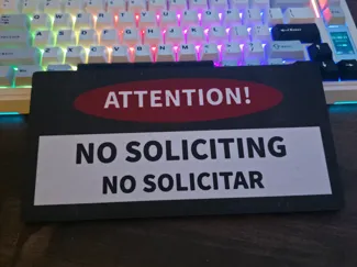 Simple No Soliting Sign