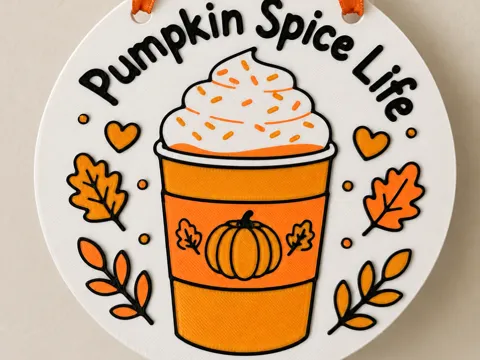 Adorno temático: Pumpkin Spice Latte Sign — referencia de MakerWorld