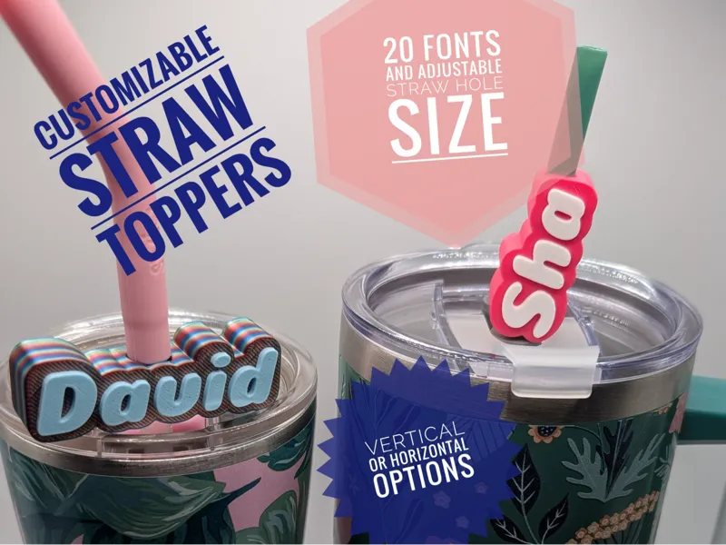 Customizable Name Straw Topper