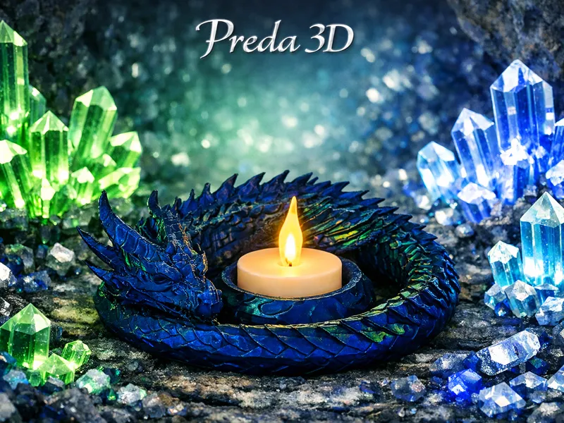 Bougeoir led 4cm dragon d'Emeraude