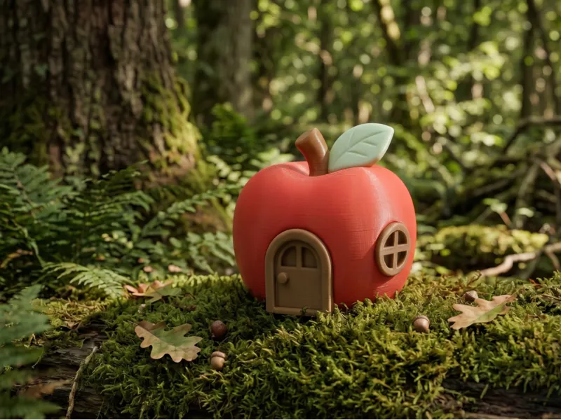 Tiny Cozy Apple House Fairy Cottage Figurine