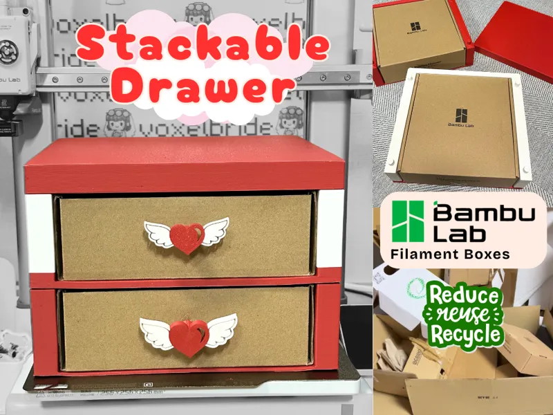 Stackable Bambulab Filament Box Drawer Valentines