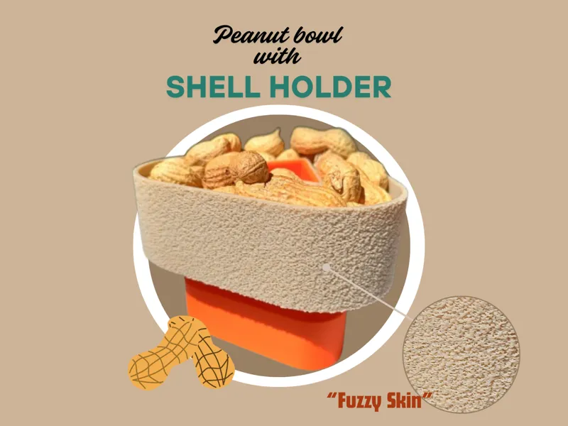 Peanut Bowl with shell container & crazy surface