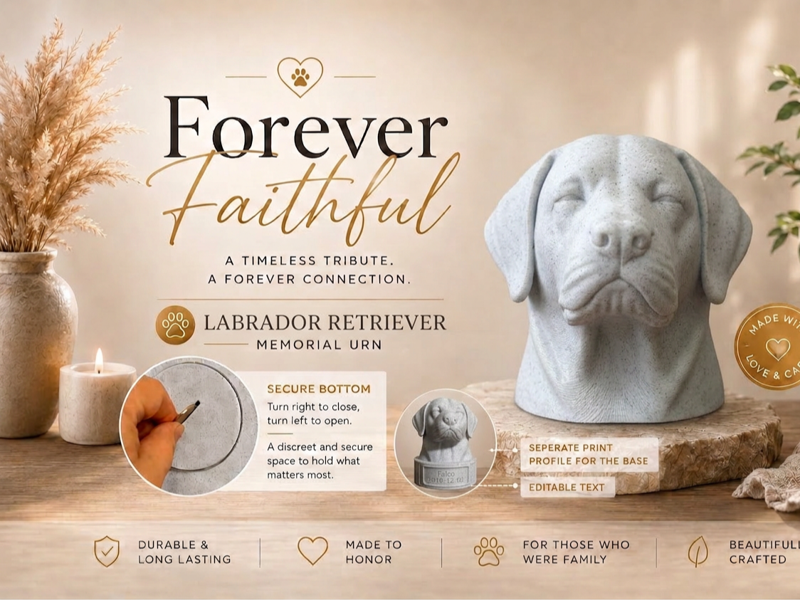 Labrador Retriever Head Urn with Twist-Lock Bottom