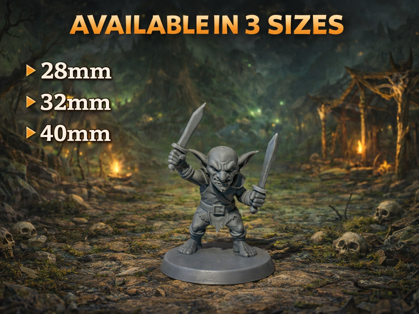 Goblin Warrior - 2 swords - DND miniature