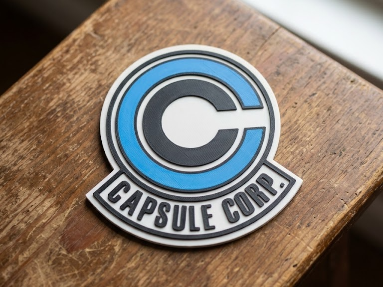 Capsule Corp Logo Sign & Large Coaster 3D model