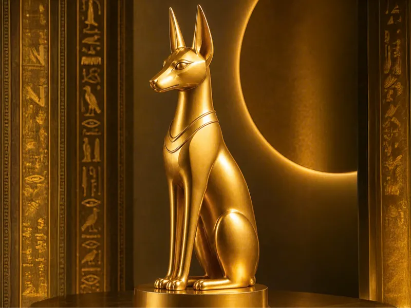 Golden Anubis Statue – Elegant Egyptian Dog Decor