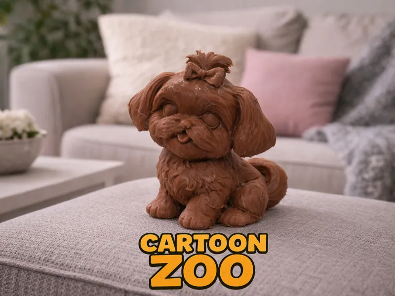Cute Cartoon Shih Tzu Dog - Cartoon Zoo