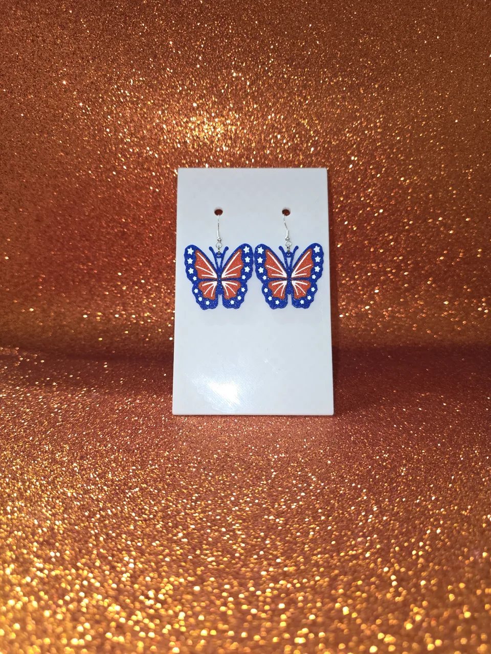 Patriotic butterfly earrings view 2