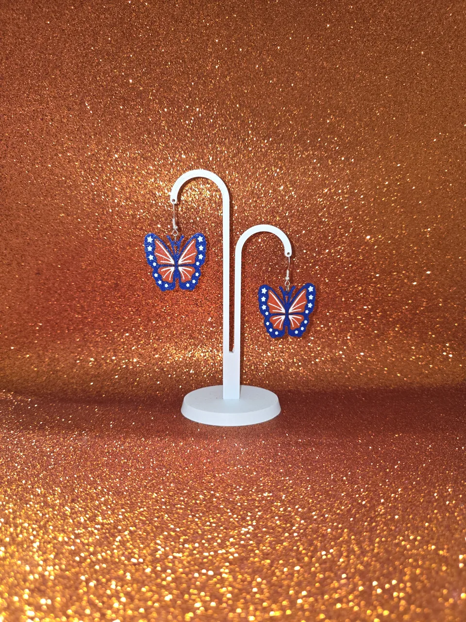 Patriotic butterfly earrings view 3