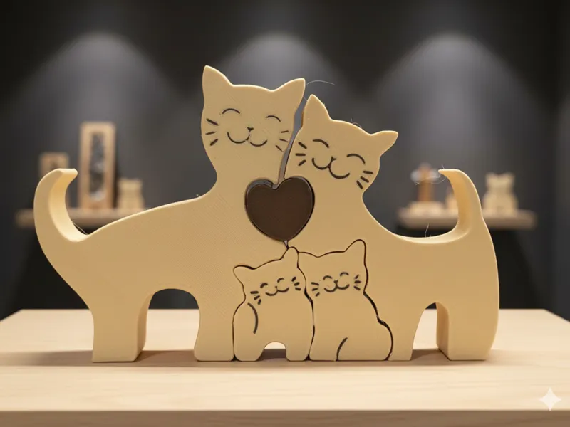 Personalized cat family with name gift idea 