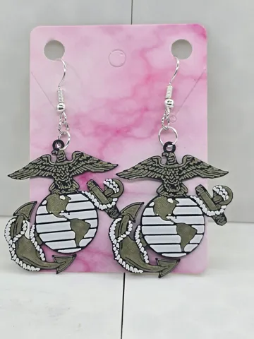US Military Earrings Army, Navy, Marine Airforce view 2