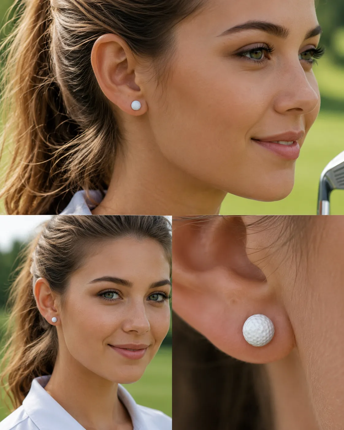 Golf Ball Stud Earring view 3