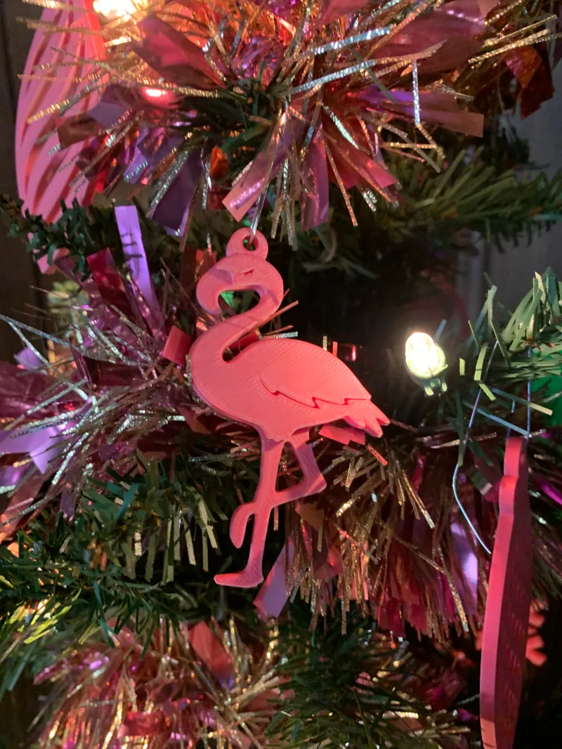 Christmas Ornament - Earrings- Flamingo Standing