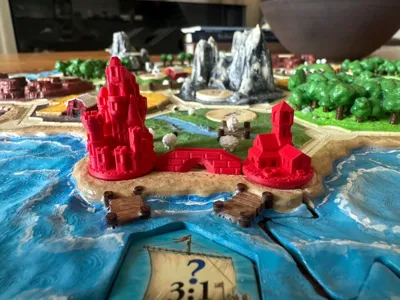 Upgraded Catan Pieces - Settlement + City + Road