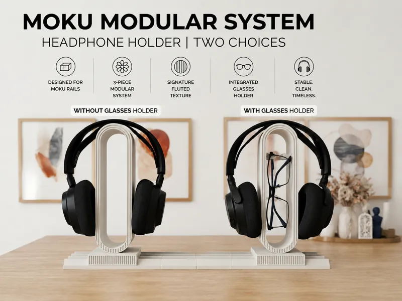 MOKU Headphone & Glasses Stand – 4 Rail Edition