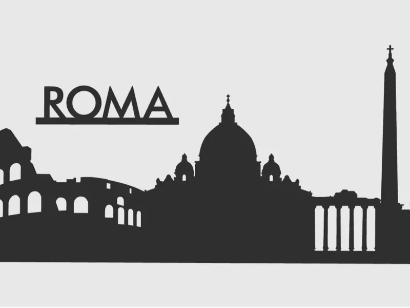 roma city silhouette wall art