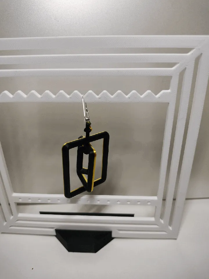 Rotating Rectangle Earrings - like pipes view 2