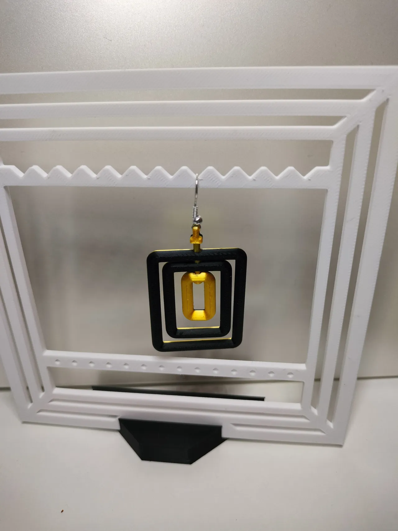 Rotating Rectangle Earrings - like pipes view 3