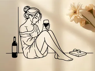 Woman With Wine and Book Under Wall Wall Art
