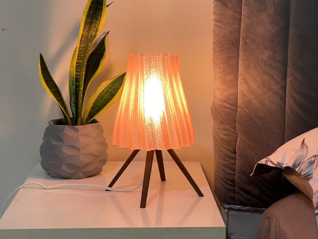 Pleated Lamp Shade - Spiral Vase and Fuzzy Design