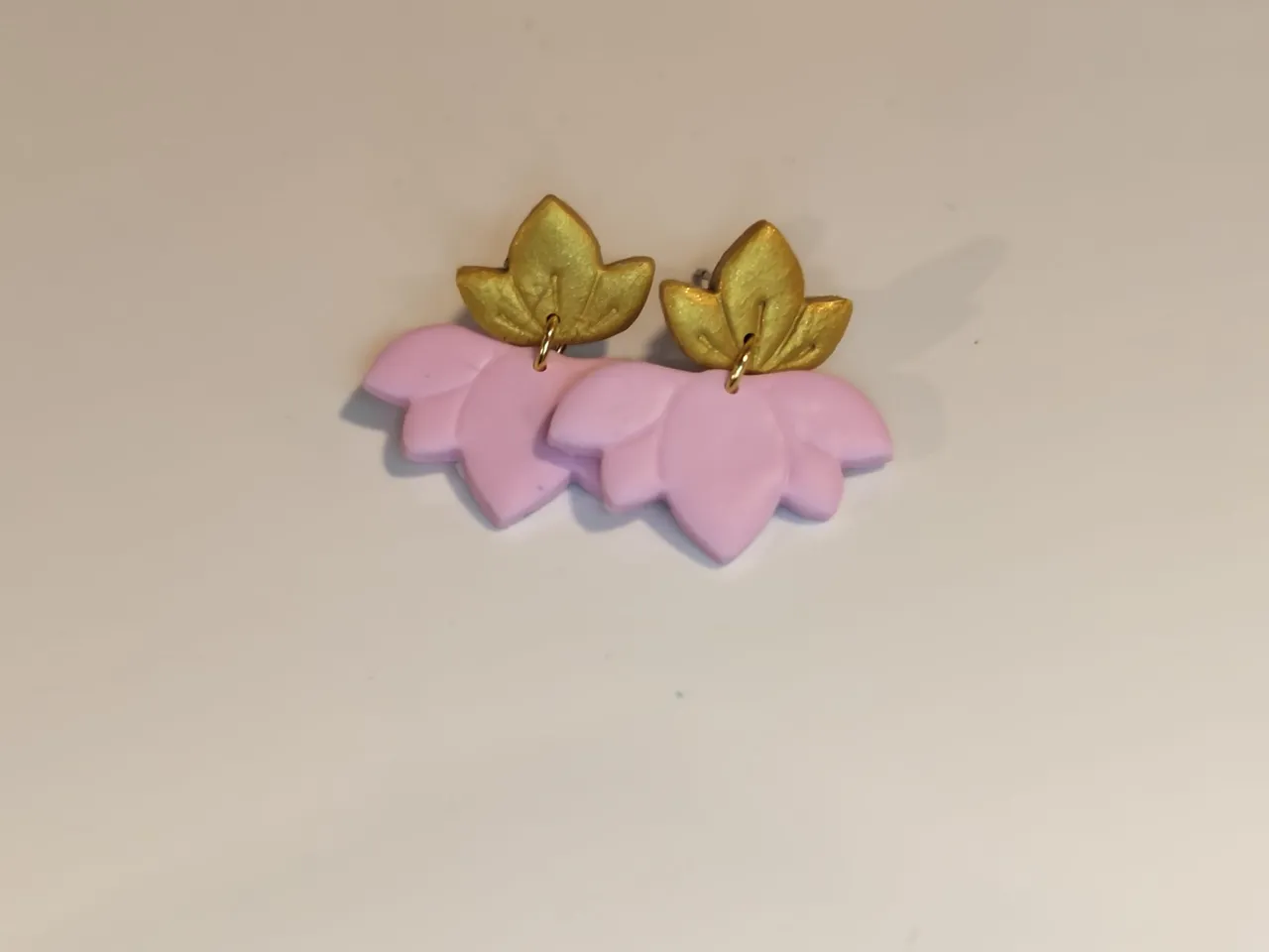 Lottus with leave clay cutter earrings view 2