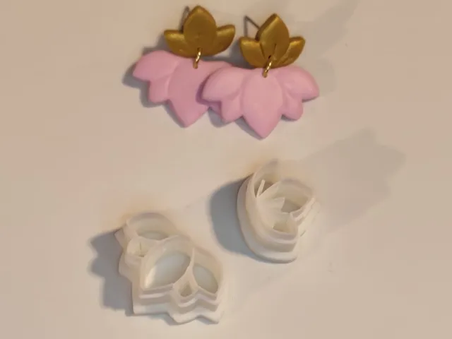 Lottus with leave clay cutter earrings