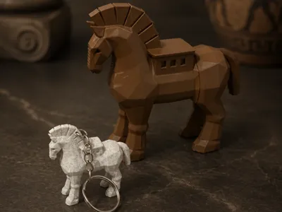 Low Poly Trojan Horse Keychain & Lip Balm Holder