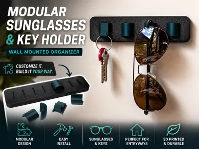 Modular Sunglasses & Key Holder | Wall Mount Rack