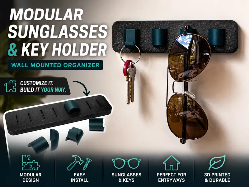 Modular Sunglasses & Key Holder | Wall Mount Rack