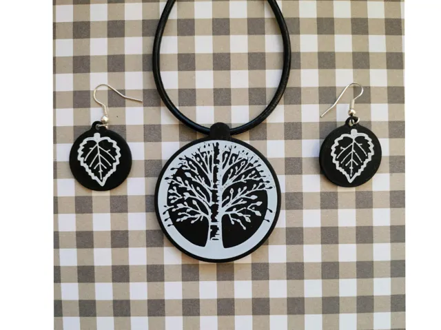 pendant tree and earrings leaf - "Forest Whispers"