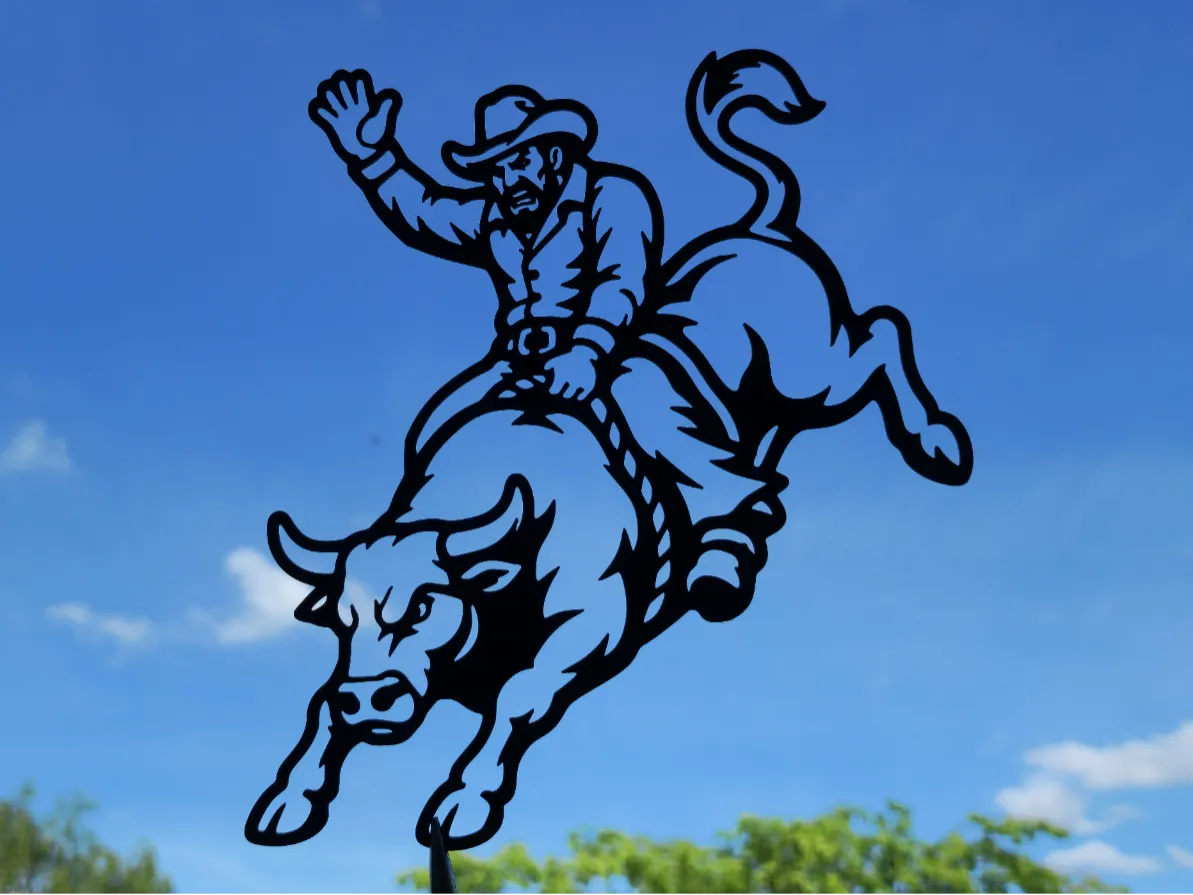 Cowboy Bull Rider 2D Wall Art - Free 3D Print Model - MakerWorld