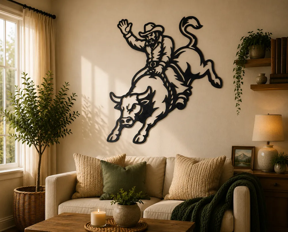 Cowboy Bull Rider 2D Wall Art - Free 3D Print Model - MakerWorld