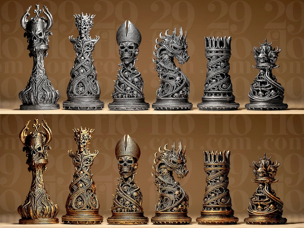 Gothic Ornamental Chess Set view 3