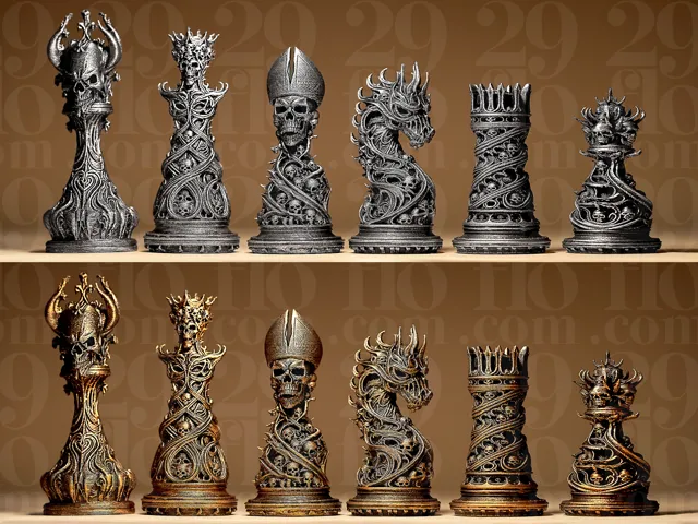 Gothic Ornamental Chess Set