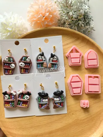 Cortador para modelado: Halloween house bookshelf polymer clay cutter — vista de referencia 3
