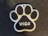 Paw with name + phone number on the back