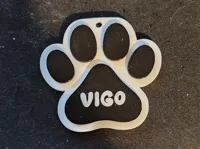 Paw with name + phone number on the back
