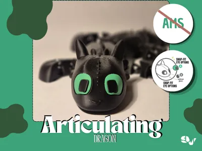 Flexi Articulated Black Dragon Toy - NO AMS
