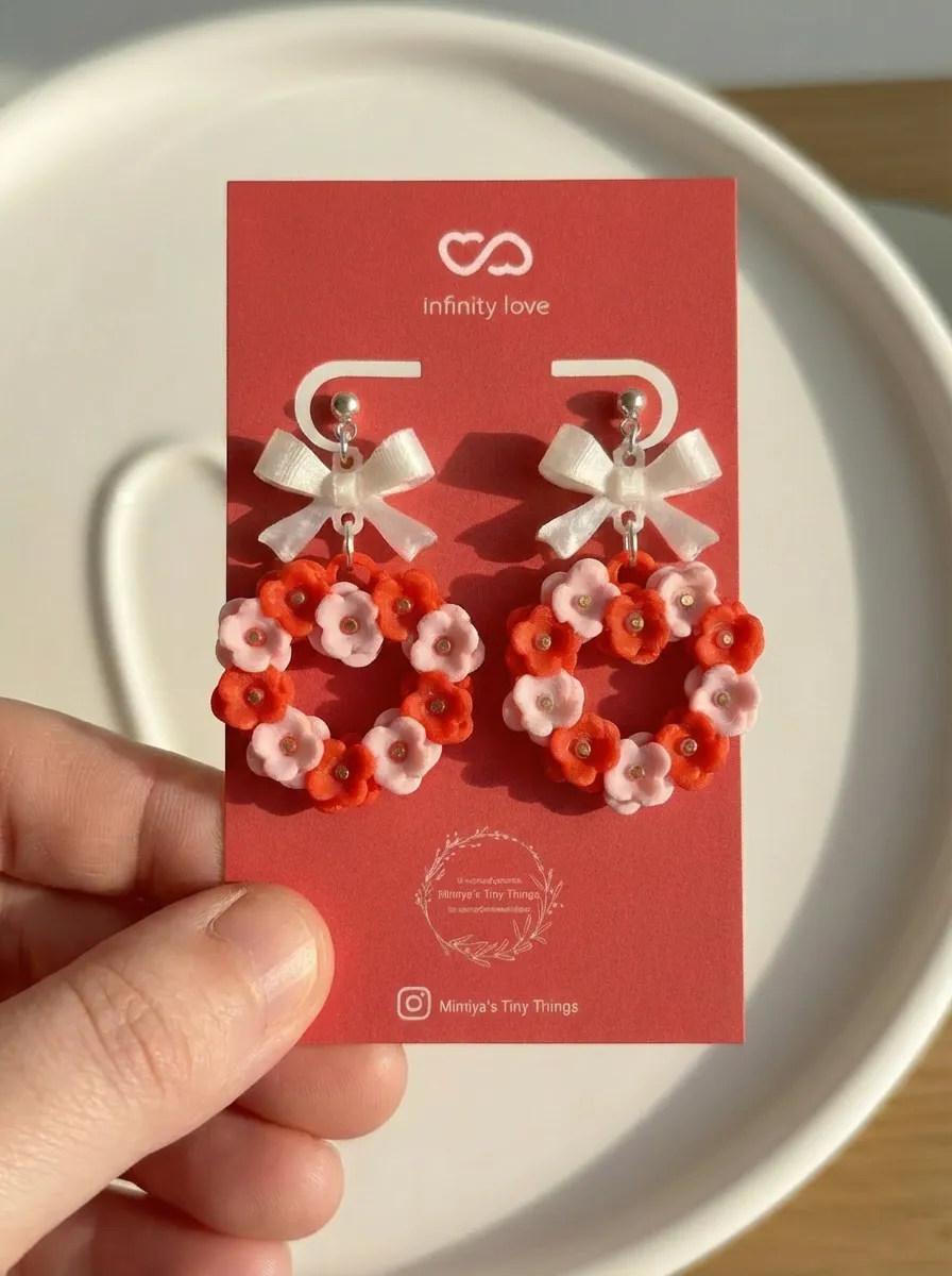 heart flower earring view 4