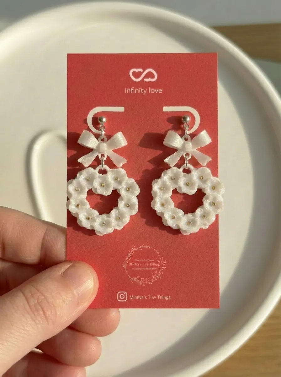heart flower earring view 2